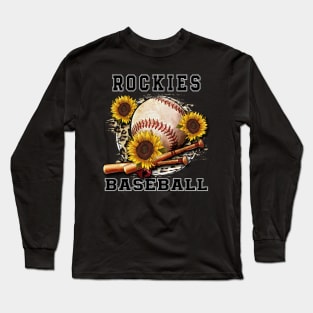 Awesome Baseball Name Rockies Proud Team Flowers Long Sleeve T-Shirt